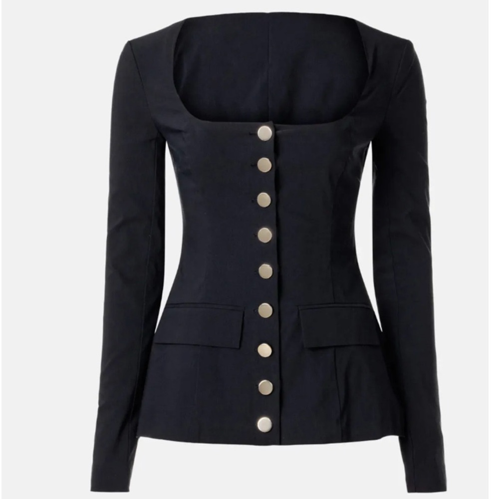 NWT WeWoreWhat Boatneck Peplum Blazer in Black Sz 4